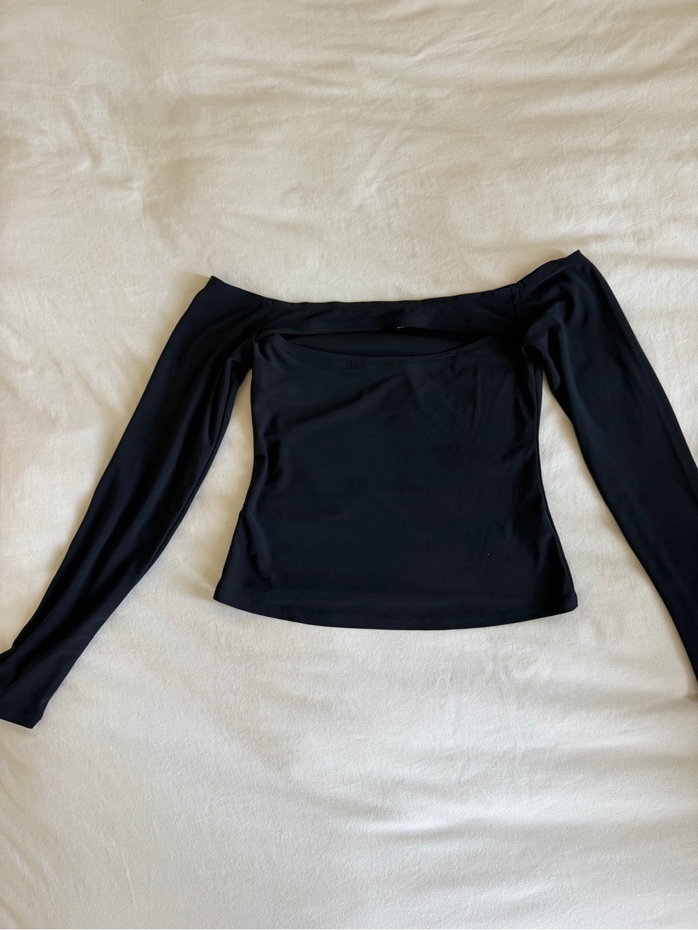 Open Edit Off-Shoulder Long Sleeve Top with cut out